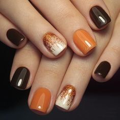 November Nail Art, November Nails, October Nails, Colorful Nails, Fall Acrylic Nails