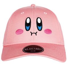 Show off your love of everybody's favorite rotund pink hero with this women's Kirby baseball cap. Show off your love of everybody's favorite rotund pink hero with this women's Kirby baseball cap. 23-in. inner circumference 2-in. curved brim Embroidered Kirby face on front Tuck strap with slideFABRIC & CARE Cotton Wipe clean ImportedSETUP INFORMATION Baseball cap Size: One Size. Gender: female. Age Group: adult. Kirby Hat, Big Face, Adjustable Hat, Kirby, Snapback Hat, Pink, Design