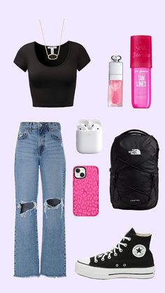 Easy school outfit💕 #school #outfit #trendy #fyp #pink Grade 8 Back To School Outfits, Back To School Outfit Collage, Outfits For Sixth Graders, Back To School Outfits Bulletin Boards, Sophmore Year Outfits High Schools, Outfit Ideas For School Colorful, Back To School Outfits For 12-13, Cute Pink School Outfits, Girls First Day Of Middle School Outfit