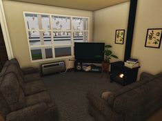 a living room filled with furniture and a flat screen tv