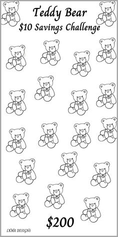 the teddy bear savings challenge is $ 20 and it's free to print out