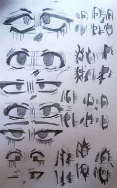 some type of eye drawn on paper with black ink