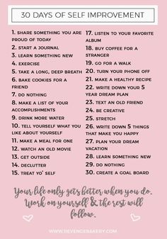 "30 Day Self Improvement Challenge." Routines, ideas, activities and worksheets to support your self-care. Tools that work well with motivation and inspirational quotes. For more great inspiration follow us at 1StrongWoman.