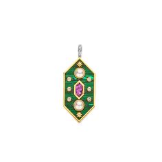 Ti Sento Gold Malachite and Stone Pendant - Rococo Jewellery