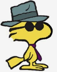 a cartoon character wearing a hat and tie