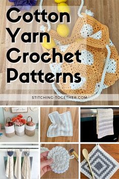 graphic reading "cotton yarn crochet patterns" with a collage image of different cotton crochet projects. Cotton Yarn Free Crochet Patterns, Easy Cotton Yarn Crochet Patterns, Crochet Gifts For The Home, Crochet Projects For Cotton Yarn, Easy Cotton Crochet Patterns Free, Small Crochet Projects Free Patterns Useful, Crochet With Cotton Yarn Easy Patterns, Peaches And Cream Yarn Projects, Crochet Yarn Buster Projects