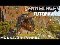 the mountain tunnel in minecraft with text overlaying it that reads,'mountain tunnel