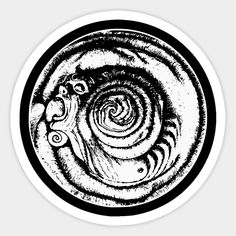 a black and white drawing of a spiral design