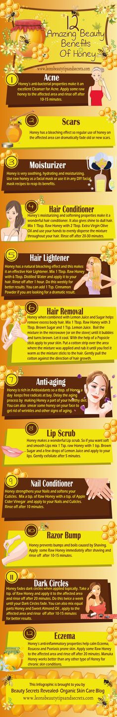 12 Amazing Beauty Benefits Of Honey Honey for eczema, acne, hair, wrinkles, scars, dark circles Honey For Acne, Benefits Of Honey, How To Lighten Hair, Beauty Remedies, Homemade Beauty Products, Health And Beauty Tips, Beauty Treatments, Belleza Natural, Hair Conditioner