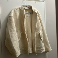 Gorgeous Nwt Jacket In A Medium Just Seems Oversized. Pockets Are Sewn With Buttons But Open On The Sides As Per Photos. Oversized Long Sleeve Cream Outerwear, Oversized Cream Long Sleeve Outerwear, Classic Cream Oversized Outerwear, Classic Long Sleeve Cream Outerwear, Oversized Cream Outerwear For Work, Casual Off White Winter Outerwear, Casual Off-white Winter Outerwear, Casual Off White Outerwear For Winter, Classic Cream Outerwear For Spring