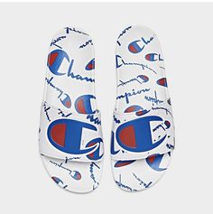 Men's Slides Champion Sandals IPO Slip On Warped Script Logos White size 11 NEW WITH TAGS Champion Slides, Flat Platform Sandals, Custom Shoes Diy, Mens Shoes Sandals, Pleaser Shoes, Personalized Shoes, Slides Sandals, Script Logo, Diy Shoes