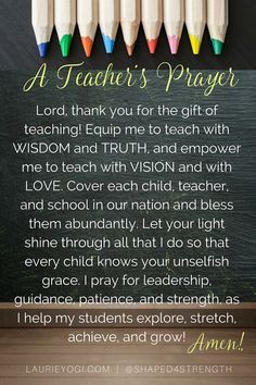 a teacher's prayer with colored pencils