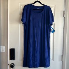 Nwt Anytime Knit Tee Dress By Columbia. Ways Dress To Throw On Blue Relaxed Fit Dress With Crew Neck, Casual Blue Cotton T-shirt Dress, Casual Blue Short Sleeve T-shirt Dress, Red White Blue Dress, Columbia Dresses, Gameday Dress, Short Sleeve Summer Dresses, Womens Sheath Dress, Halter Top Dresses