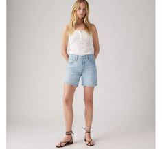 501® Mid Thigh Women's Shorts - Medium Wash | Levi's® US Levi's Relaxed Fit Jean Shorts For Summer, Levi's Straight Leg Jean Shorts For Spring, Levi's High-waisted Jean Shorts For Summer, Levi's Jean Shorts For Spring, Levi's High-waisted Shorts For Summer, Levi's Cutoff Shorts For Summer, Mid Thigh Shorts, Summer Essentials, Out Of Style