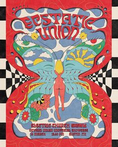 an advertisement for the electric union concert, with a butterfly on it's chest