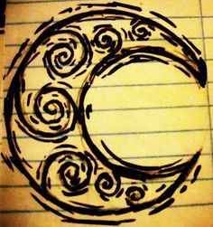 the letter c is drawn in black ink on lined paper with spirals around it