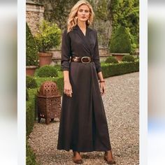 New Soft Surroundings Quintessa Tencel Wrap Maxi Brown Dress Size Large Elegant Dresses For Older Women, Minimalist Clothing Style, Brown Wrap Dress, Soft Surroundings Dresses, Fall Clothes, North South, Coat Outfits, Brown Dress, Soft Surroundings