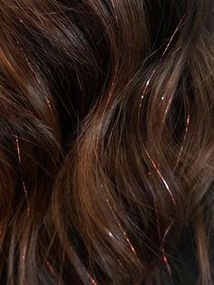 Brunette Aesthetic, Dark Blue Hair, Hair Tinsel, Chocolate Brown Hair, Fairy Hair, Honey Blonde Hair, Highlights Brown Hair, Glitter Hair, Dark Brown Hair