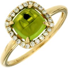 Royal 14K Yellow Gold Peridot & Diamond Ring - Nature-inspired Elegance Luxury Elegant Peridot Rings, Peridot Color, Friendship Ring, Gold Cushions, Diamond Birthstone, Friendship Rings, Yellow Gold Jewelry, Luxury Rings, Peridot Ring