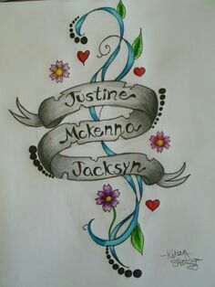 this is a drawing of someone's name and tattoos