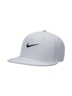 a white hat with black nike logo on it