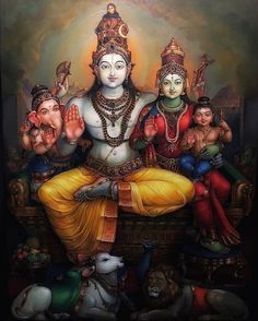 an image of lord ganesha with his five avatars on the back ground