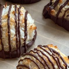 chocolate covered cookies with coconut on top