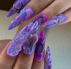 Violet Nails Designs, Complex Nail Designs, Violet Nails, Pop Art Nails, Nail Art Diy, Diy Nails, Beauty Make Up, Nails Inspiration, Pretty Nails