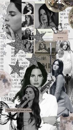 the collage has many different pictures and words on it, as well as stars