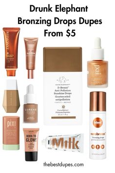 Bronzing Drops Aesthetic, Loreal Bronzing Drops, Drunken Elephant Bronzing Drops, Bronzing Drops Makeup, Best Bronzing Drops, Drink Elephant Bronzing Drops, Bronzy Drops, Drunk Elephant Drops, Elephant Drops