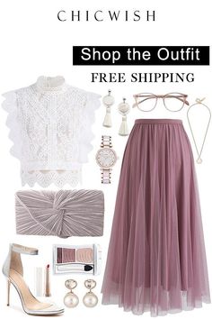 Shop The Outfit, Tule Rok, Outfit Elegantes, Tulle Midi Skirt, Chique Outfits, Rock Outfit, Crochet Lace Top, Skirt And Top, The Outfit