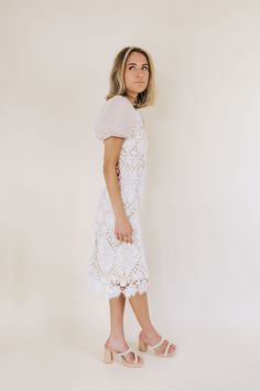 We are loving our new Exclusive - Helena Dress! Now in 2 colors, this lace beauty can take you anywhere! With the lace bodice + contrasting tulle sleeves, what more could you want?! Size inclusive from XS-3X. Details Lace detailing on the bodice Puffy tulle sleeves Zipper + hook and eye closure in back Fully lined Fitted dress Short sleeves*Lace placement and pattern may vary Sizing *Measurements are taken with item hanging and fabric unstretched.* SIZE LENGTH BUST SHOULDERS WAIST XS 42" 32" 28" Fitted Dress Short, Helena Dress, Tulle Sleeves, Lace Bodice, Dress Short, Fitted Dress, Gorgeous Dresses, 2 Colours, Lace Detail