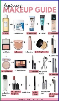 #makeup tips all over the world 2024# All Makeup Products List Step By Step, Necessary Makeup Products, Makeup Procedure Step By Step, Cute Easy Simple Makeup Looks, Best Makeup Product, Makeup Products Routine, Must Makeup Products, Essential Makeup Products List, Make Up Beginner Guide