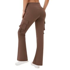 Introducing our Women's High Waist Bootcut Pants with Thigh Pocket, featuring a cargo style design that combines functionality and style. These solid and stretchy sport pants are perfect for everyday wear and athletic activities. Crafted from 80% polyester and 20% spandex, these pants offer a comfortable and flexible fit. Available in three versatile colors: Black, Army Green, and Brown, these bootcut athletic pants cater to a variety of preferences. The sizes range from S=4-6, M=8-10, L=12-14, Stretch Brown Cargo Pants With Pockets, Stretch Brown Bottoms With Cargo Pockets, Brown Stretch Cargo Bottoms, Stretch Brown Cargo Pants With Cargo Pockets, Brown Fitted Utility Pants, Mid-rise Stretch Pants With Cargo Pockets, Fitted Brown Utility Bottoms, Fitted Brown Utility Cargo Pants, Brown Fitted Utility Cargo Pants