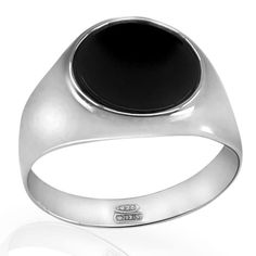 Black Onyx Ring for Men Italian 925 Silver - Size 7 to 13 - VY Jewelry Modern Hallmarked Round Signet Ring, Timeless Black Enamel Signet Ring, Black Signet Ring With Polished Finish, Sterling Silver Jewelry With Polished Edges, Classic Jewelry With Black Enamel, Modern Black Round Rings, Classic Round Jewelry With Black Enamel, Classic Round Signet Ring With Black Enamel, Classic Round Black Enamel Jewelry