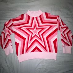 Knitted Sweater With Star Pattern. Mini Turtle Neck. Never Worn! Pink Star Sweater, Star Sweaters, Mini Turtle, Mini Turtles, Pink Star, Star Sweater, Pink Stars, Star Pattern, Knitted Sweater