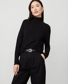 A perennial favorite, our turtleneck sweater is a forever essential. Turtleneck. Long sleeves.,Hit:24" long,Imported:Imported,Fit:Softly fitted,Fabrication:57% Viscose, 43% Nylon,Garment Care:Machine Washable Essential Turtleneck Sweater by Ann Taylor Size regular - XL Black Women's Turtleneck, Long, Sleeve, Pullover, Sweaters, 57%, Viscose, 43%, Nylon, Machine, Washable Best Fall Sweaters Turtleneck Women, Black Turtle Neck Sweater Outfit Women, Turtle Neck And Sweater Outfit, Turtle Neck And Sweater, Classic Black Turtleneck, Classic Black Turtleneck Top, Classic Black Turtleneck Sweater, Luxury Chic Black Turtleneck, Black Turtle Neck Outfit Women