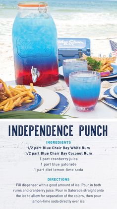 an advertisement for the blue crab baby coconut rum recipe is shown on a table at the beach