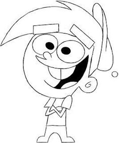 the cartoon character is smiling and looking at something with his eyes wide open, black and white