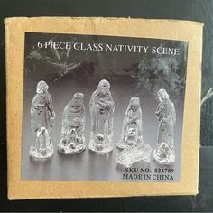 the glass nativity scene is in its box