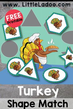 Turkey Shape Matching printable Turkey Alphabet Match, Shape Matching Printable Free, Turkey Preschool Activities, Thanksgiving Shape Activities, Turkey Math Activities, Thanksgiving Toddler Activities, Thanksgiving Activities For Toddlers, Thanksgiving Learning Activities, Fun Games For Toddlers