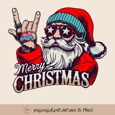 a santa claus with sunglasses and a peace sign in his hand is making the vulcan sign