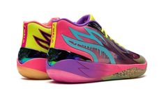 The Puma MB. 02 “Be You” is yet another colorful look for LaMelo Ball’s second signature basketball sneaker with Puma.  Combining details from other Puma MB. 02 releases, the “Be You” features a multicolor appearance with mismatched overlay panels on the sides.  A galaxy-like pattern is found underneath the panels on the shoe’s mesh base.  The shoe is mounted on a NITRO foam cushioned midsole for comfortability whether on or off the basketball court.  Release date: June 9, 2023 Mismatch Basketball Shoes, Bball Shoes, Lamelo Ball, Stadium Goods, Basketball Sneakers, Comfy Sweaters, Release Date, Cute Shoes, Basketball Shoes