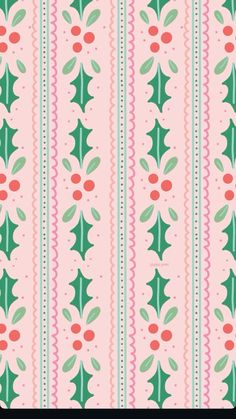 a christmas pattern with holly leaves and berries on a pink background for the holiday season