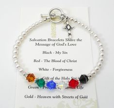 Blessing Boxes, Daisy Bracelets, Salvation Bracelet, Prayer Crafts, Crocheted Hearts, Rosary Making, Rosary Jewelry, Christian Bracelets, Bracelets Ideas