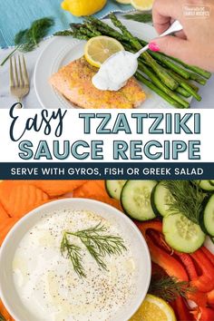 easy tasty sauce recipe served with gravy, fish or greek salad and fresh vegetables