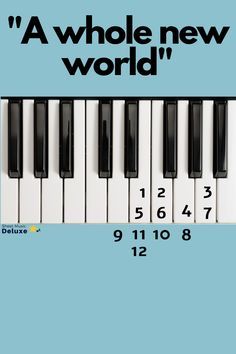 a piano keyboard with the words'a whole new world '