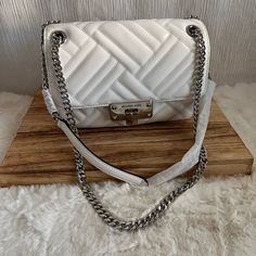 Michael Kors: Handbags: Nwt White Luxury Satchel Flap Bag, Luxury White Satchel Flap Bag, Luxury Shoulder Flap Bag For Errands, Luxury Tote Flap Bag For Errands, Luxury Satchel Flap Bag For Errands, Luxury White Crossbody Flap Bag, Luxury White Flap Shoulder Bag, Luxury White Bags With Chain Strap, Luxury White Shoulder Flap Bag