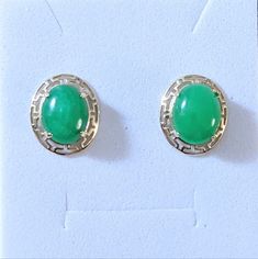 Jade Stud Earrings Setting: 585 14k Solid Gold Length: 14mm Comes With Gift Box Green 14k Gold Earrings For Formal Occasions, Formal Green 14k Gold Earrings, Earrings Color, Green Gold, Green And Gold, Solid Gold, Jade, Gift Box, Jewelry Earrings