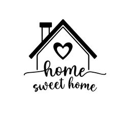 the home sweet home logo is shown in black and white with a heart above it